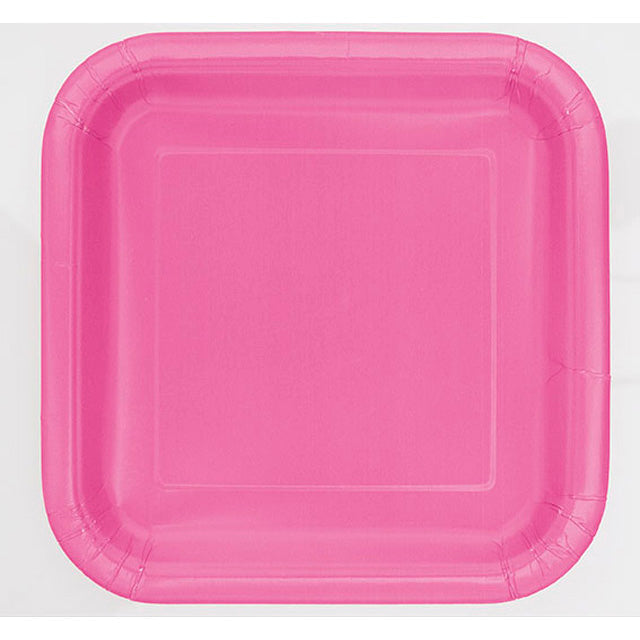 Hot Pink Square Plates Small