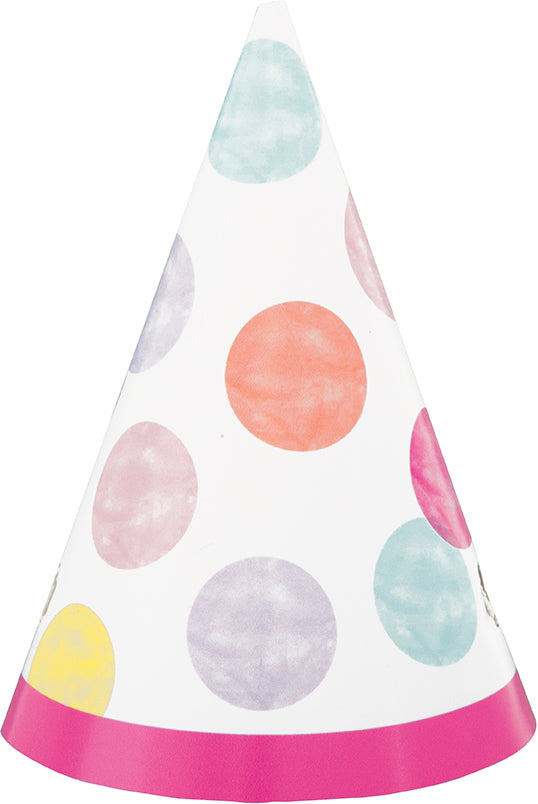 Pink Dots First Birthday Mini Party Hats