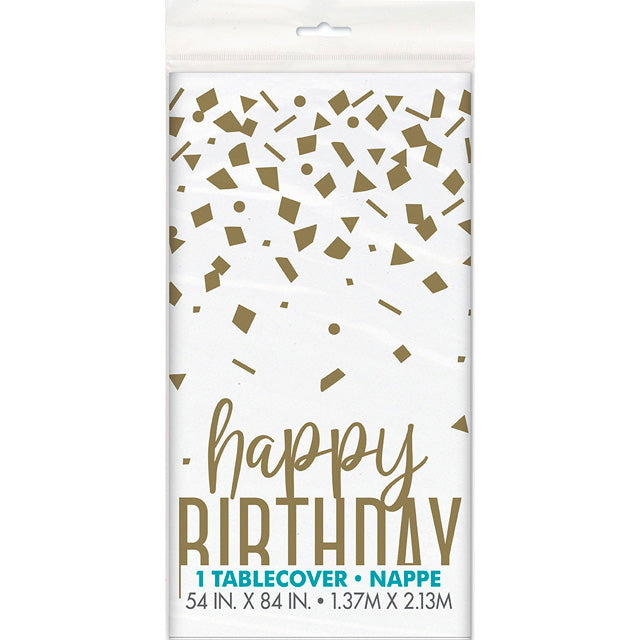 Confetti Gold Birthday Plastic Table Cover