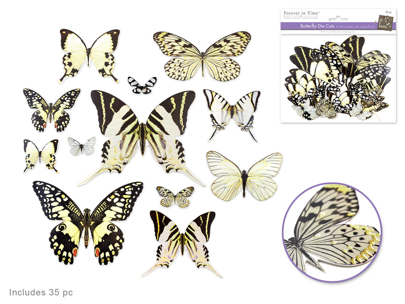 Paper Craft Emb: Butterfly Die Cuts w/Foil Accents x33