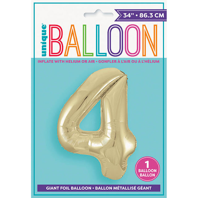 Gold Foil Balloon Number 4