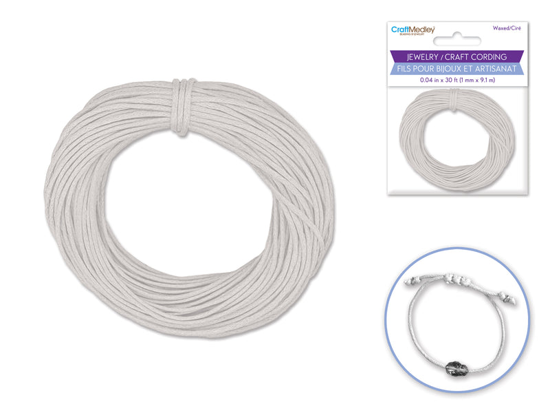 White Jewelry Craft Waxed Cord