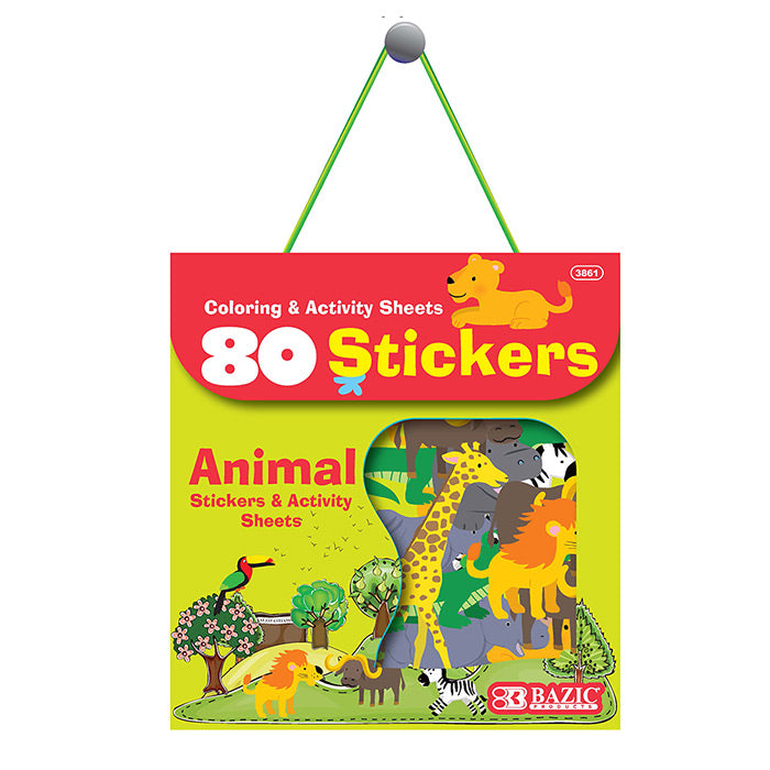 Bazic Animal Series Assorted Stickers 80 Stickers