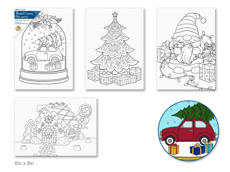 Holiday Canvas: 6"x8" Stretch Artist Printed  Back-Stapled Ast 9eax4styles