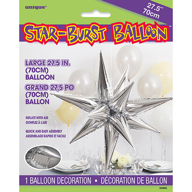 Silver 3D Star Foil Jumbo Balloon