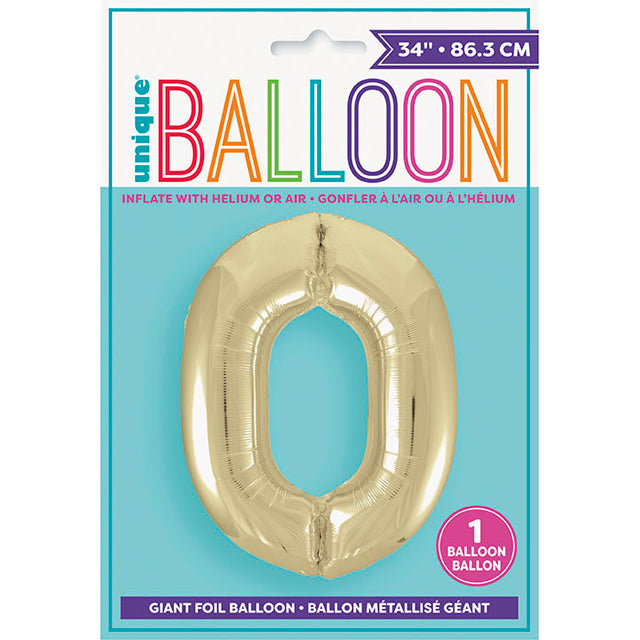 Gold Foil Balloon Number 0