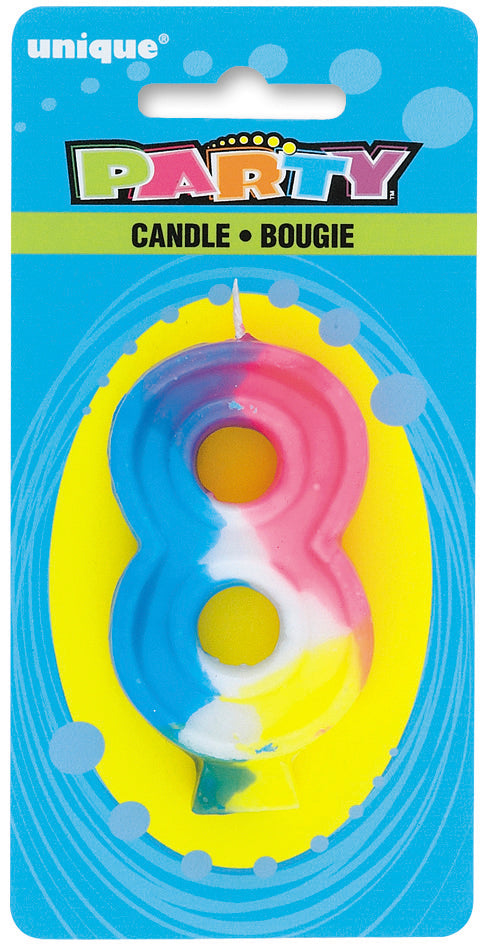 Rainbow Birthday Candle Number 8