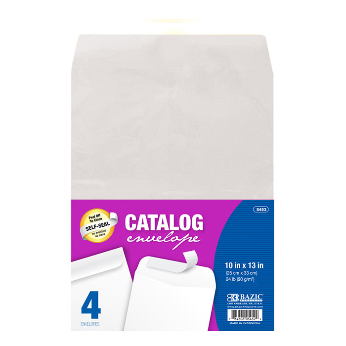 Bazic Self Seal White Catalog Envelope 4 Pack