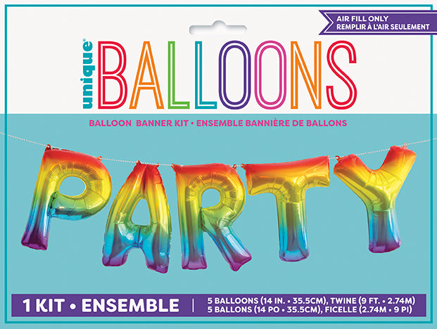 Rainbow Foil Party Letter Balloon Banner Kit