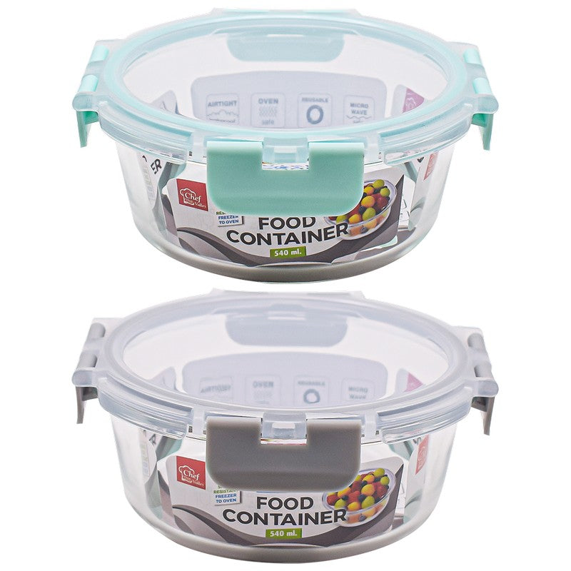 Round Glass Food Container With Vent Lid