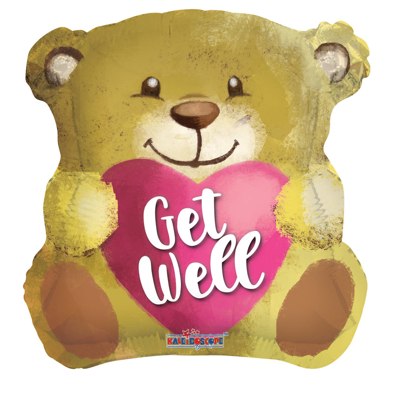 Get Well Bear With Heart Foil Balloon