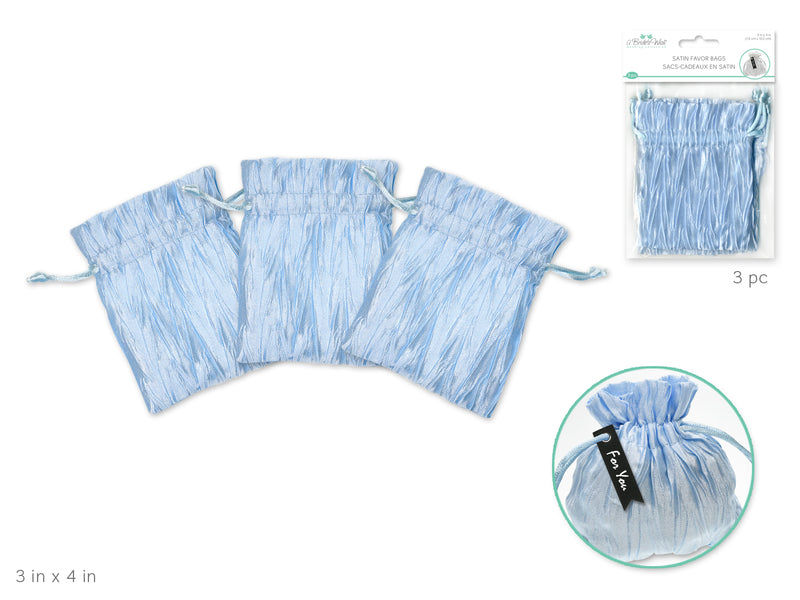 A Brides Wish Light Blue Pleated Satin Favor Bags