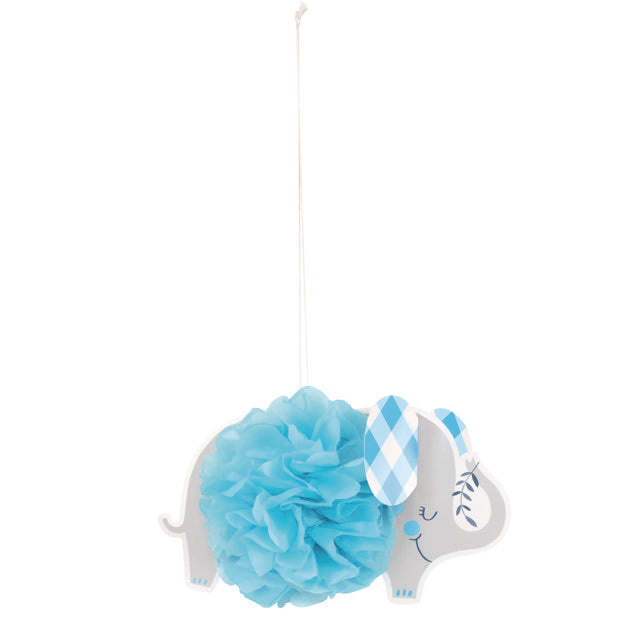Blue Floral Elephant Hanging Puff Decorations
