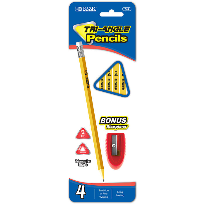 Bazic Triangle Yellow Pencil With Sharpener