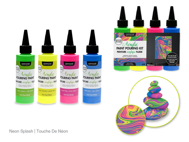 Color Factory Acrylic Neon Splash Pouring Paint Kit
