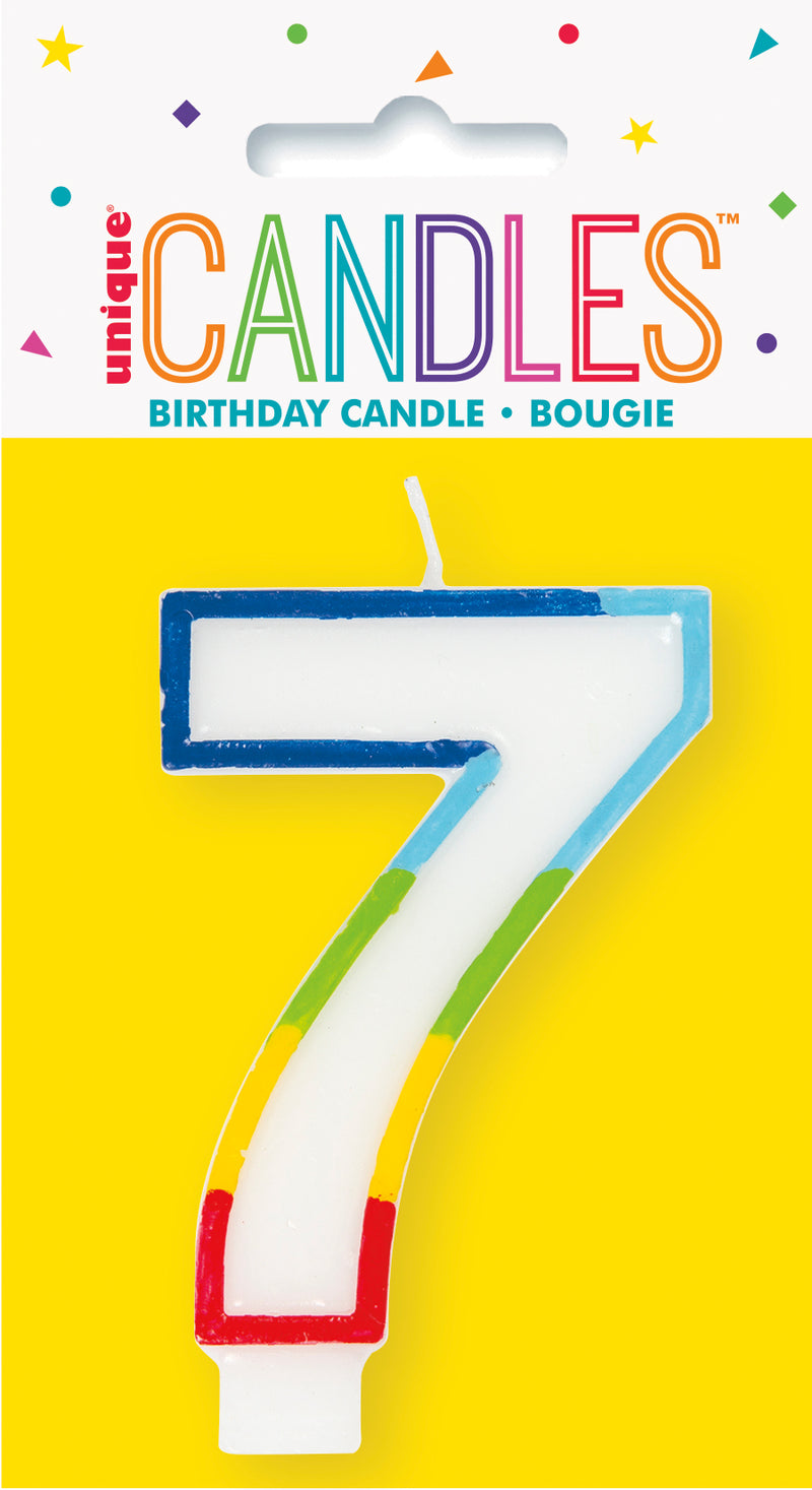 Rainbow Border Birthday Candle Number 7