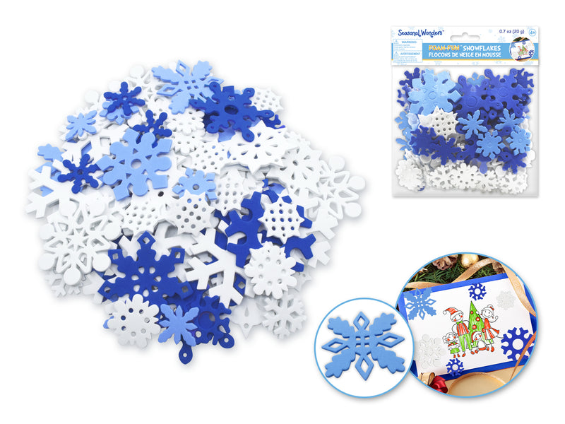 Seasonal Wonders: 20g Foam-Fun Snowflakes Asst 3-Col