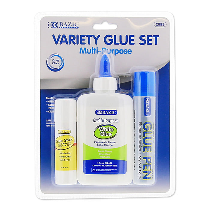 Bazic Assorted Glue Sticks 3 Pack