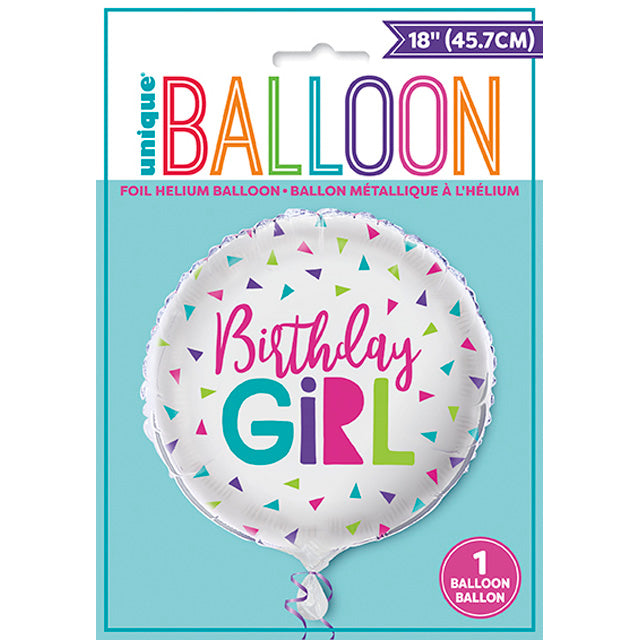 Confetti Birthday Round Girl Foil Balloon