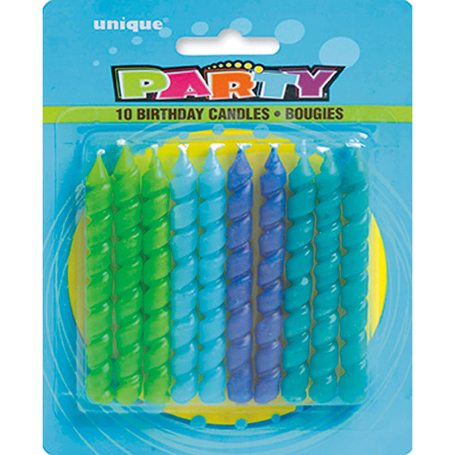 Spiral Birthday Candle Blue Green 10 Pack