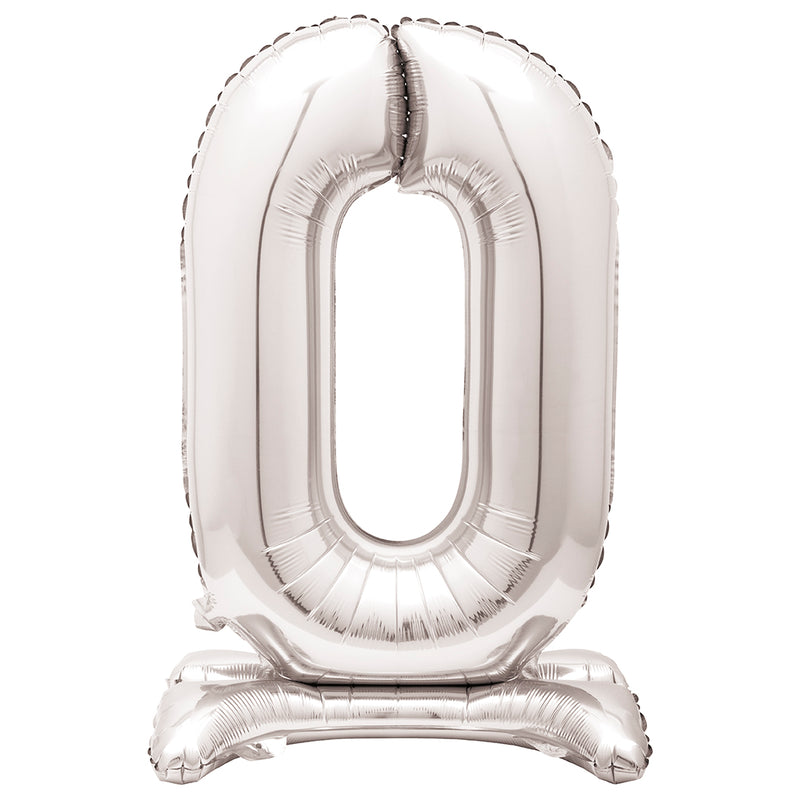 Large Silver Foil Balloon Number 0