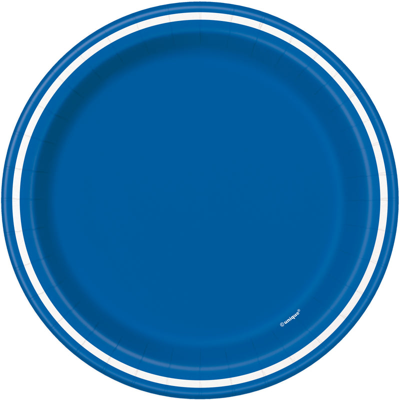Royal Blue Thin Stripes Round Dessert Plates