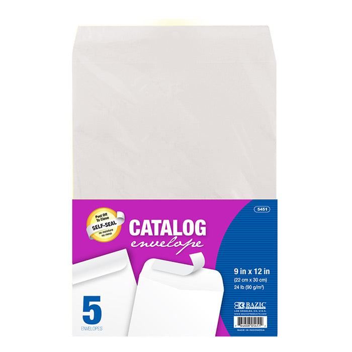 Bazic Self Seal White Catalog Envelope 5 Pack