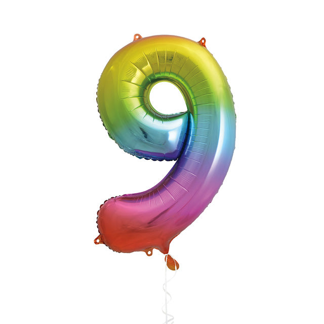 Rainbow Foil Balloon Number 9