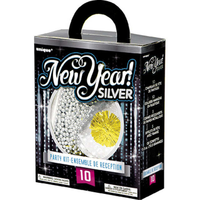 Silver New Years Window Box Party Kit