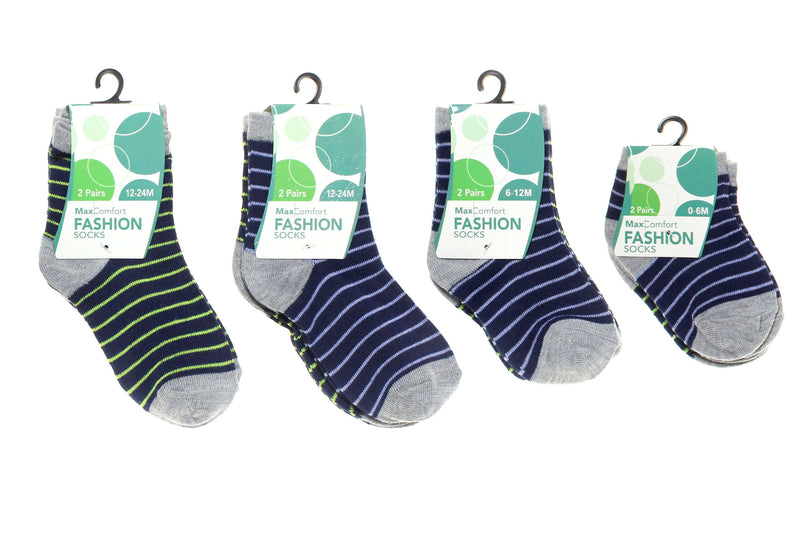Baby Grey Socks With Stripes 2 Pack