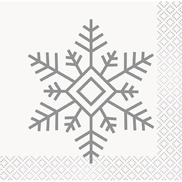 Silver And Gold Snowflake Beverage Napkins