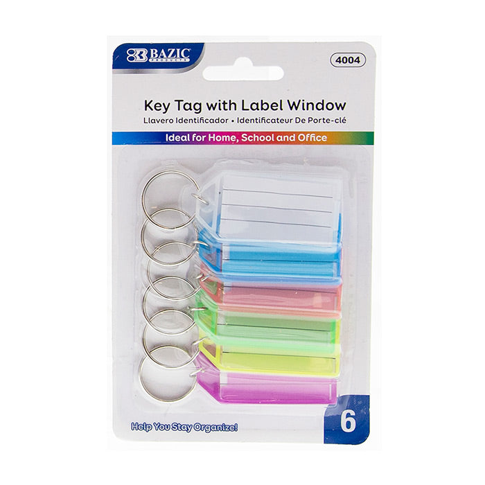 Bazic Key Tags With Holder And Label Window 6 Pack