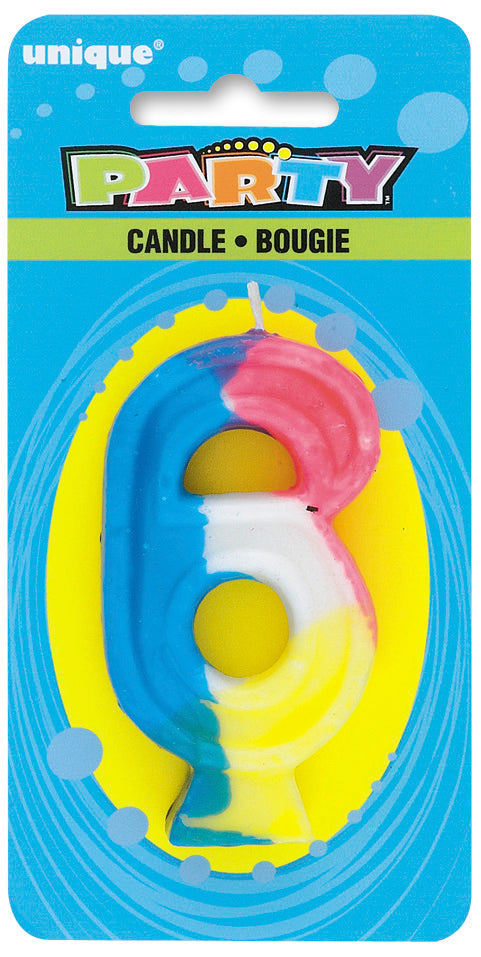 Rainbow Birthday Candle Number 6
