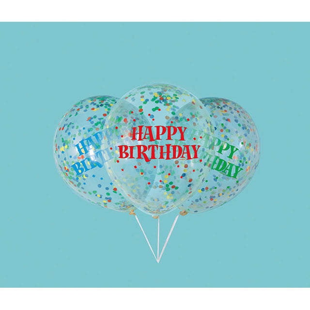 Clear Birthday Balloon With Bright Confetti