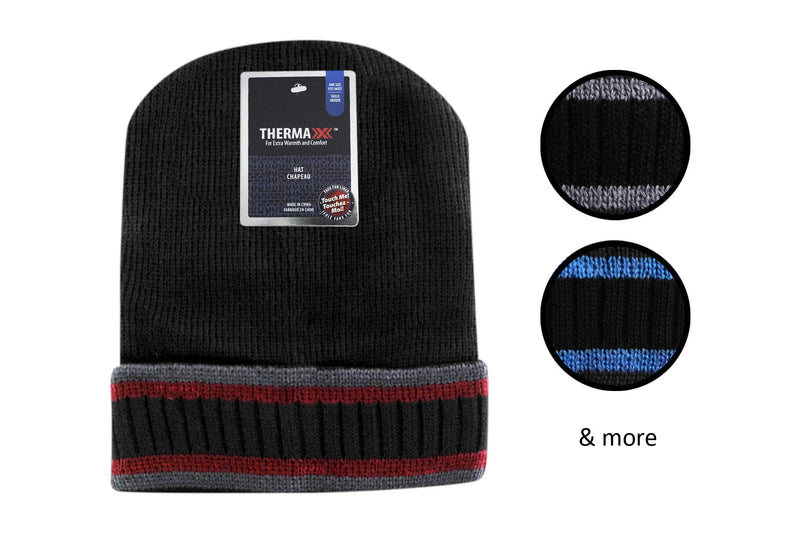 Mens Winter Hat With Fur Lining Stripes