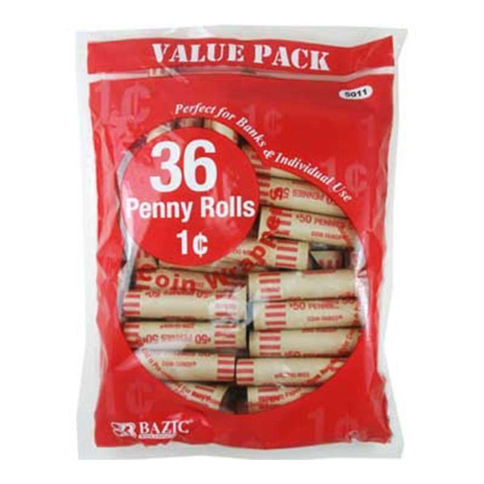 Bazic Penny Coin Wrappers 36 Pack