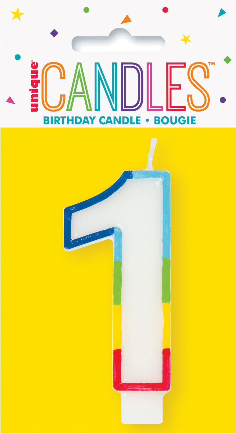Rainbow Border Birthday Candle Number 1