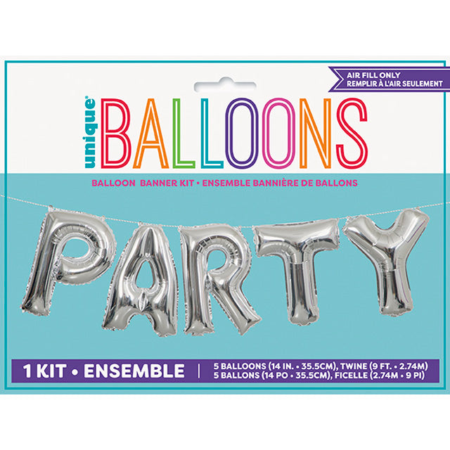 Silver Party Balloon Banner Kit