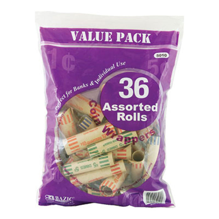 Bazic Assorted Coin Wrappers 36 Pack