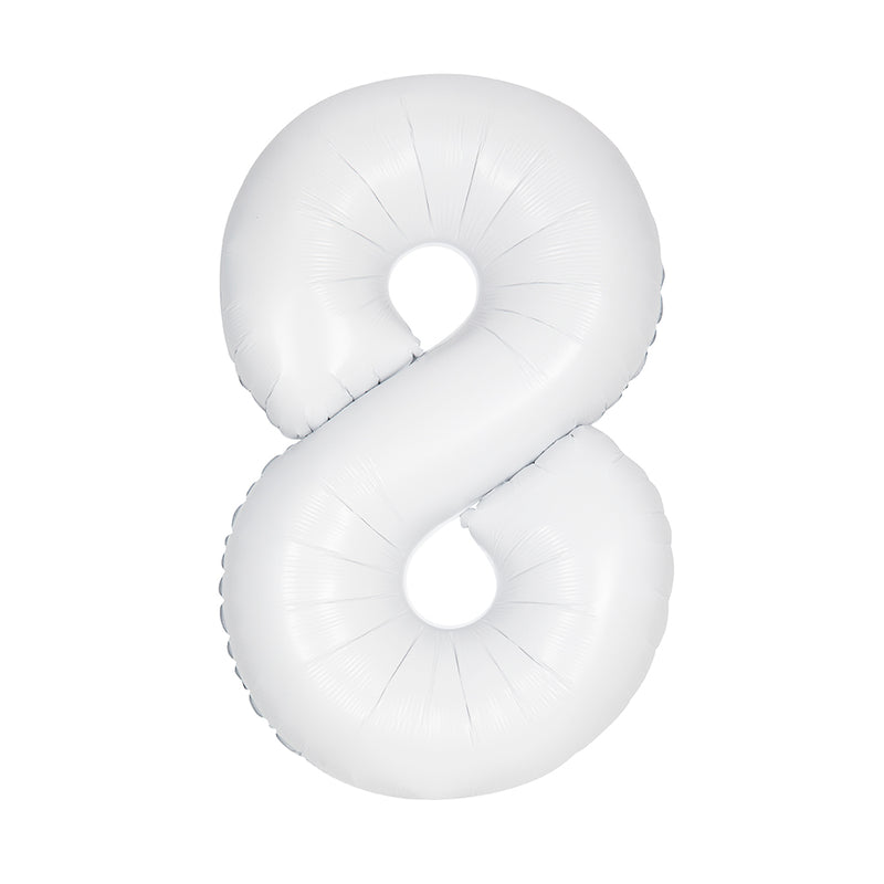 Matte White Number 8 Foil Balloon