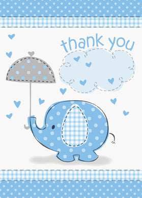 Blue Elephant Thank You Notes