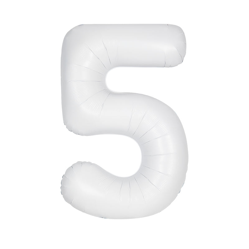 Matte White Number 5 Foil Balloon