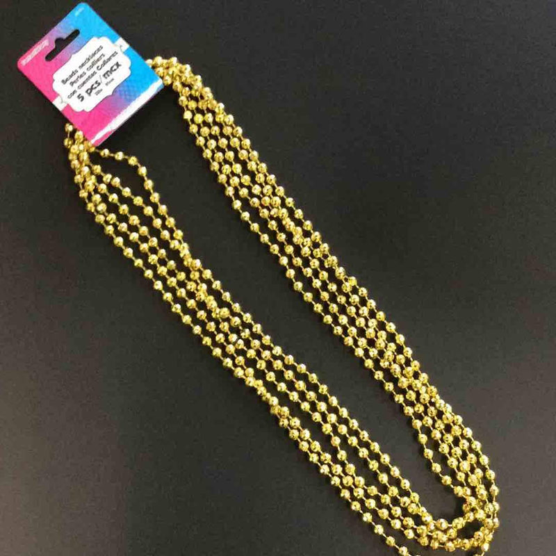 Metallic Disco Bead Necklace Gold