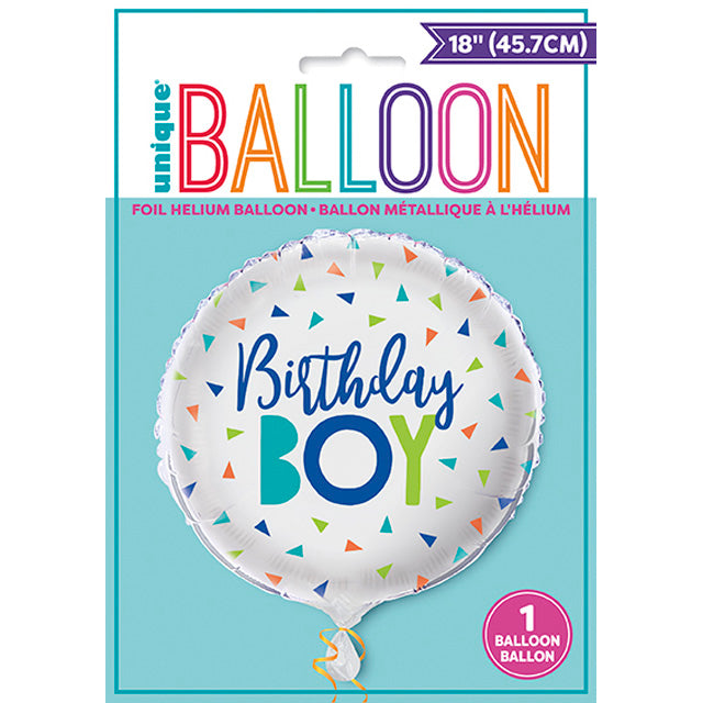 Confetti Birthday Boy Foil Balloon