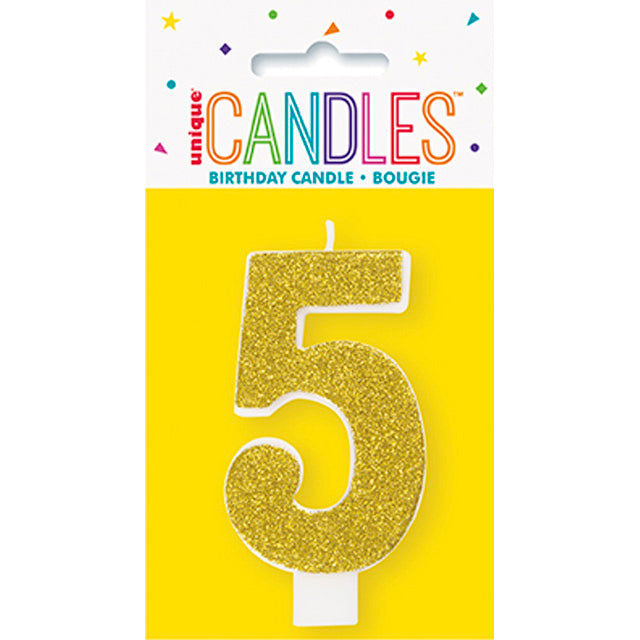 Glitter Number Birthday Candle 5