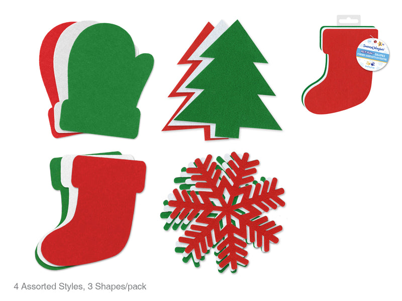 Seasonal Wonders: 8" DIY Felt Shapes 2mm 3pc Asst 12eax4styles