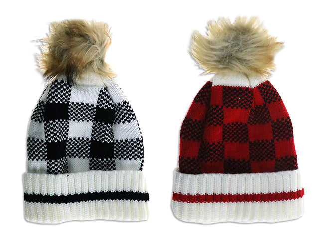 Adult Buffalo Plaid Knitted Hat