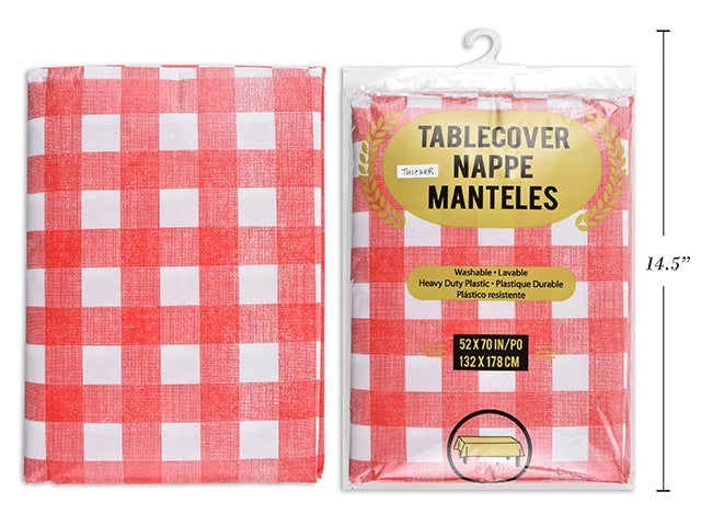 Red Gingham Flannel Back Table Cloth