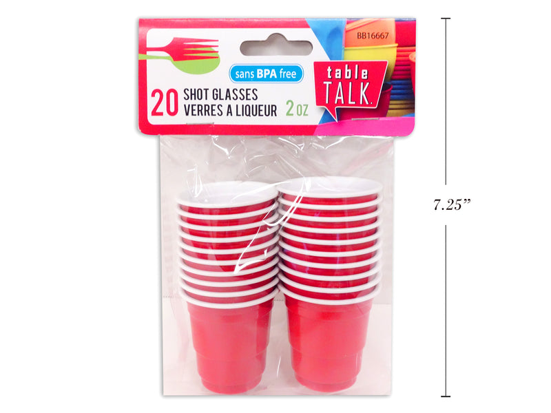 Disposable Beer Cup Shot Glasses Red 20 Pack