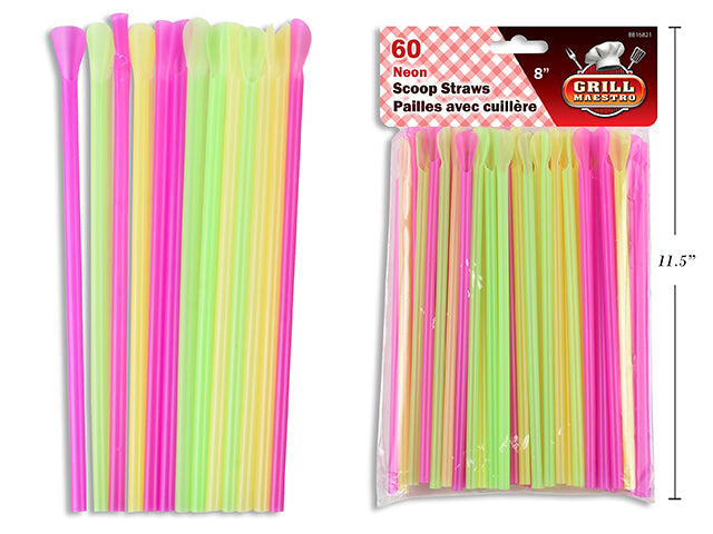 Neon Scoop Straws 75 Pack